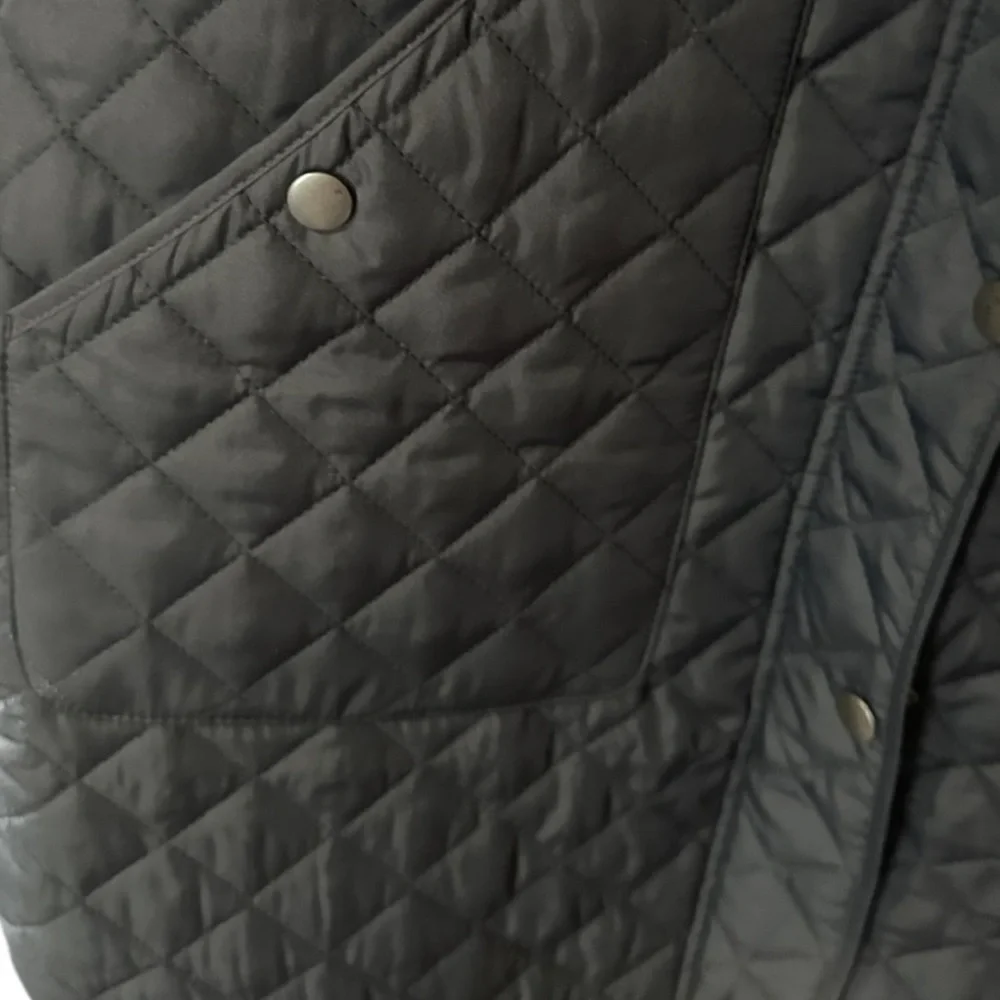 Lands' End Black Quilted Barn Chore Jacket Womens Size XL